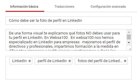 Ejemplo SEO para YouTube